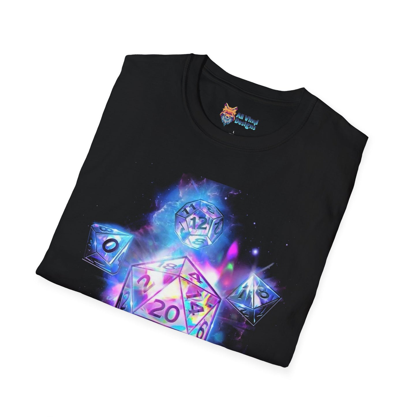 Cosmic Dice T-Shirt, Dungeons and Dragons Tee, Astral Gaming Shirt, Galaxy D20 Top, Unisex Graphic Tee, Geek Gamer Apparel