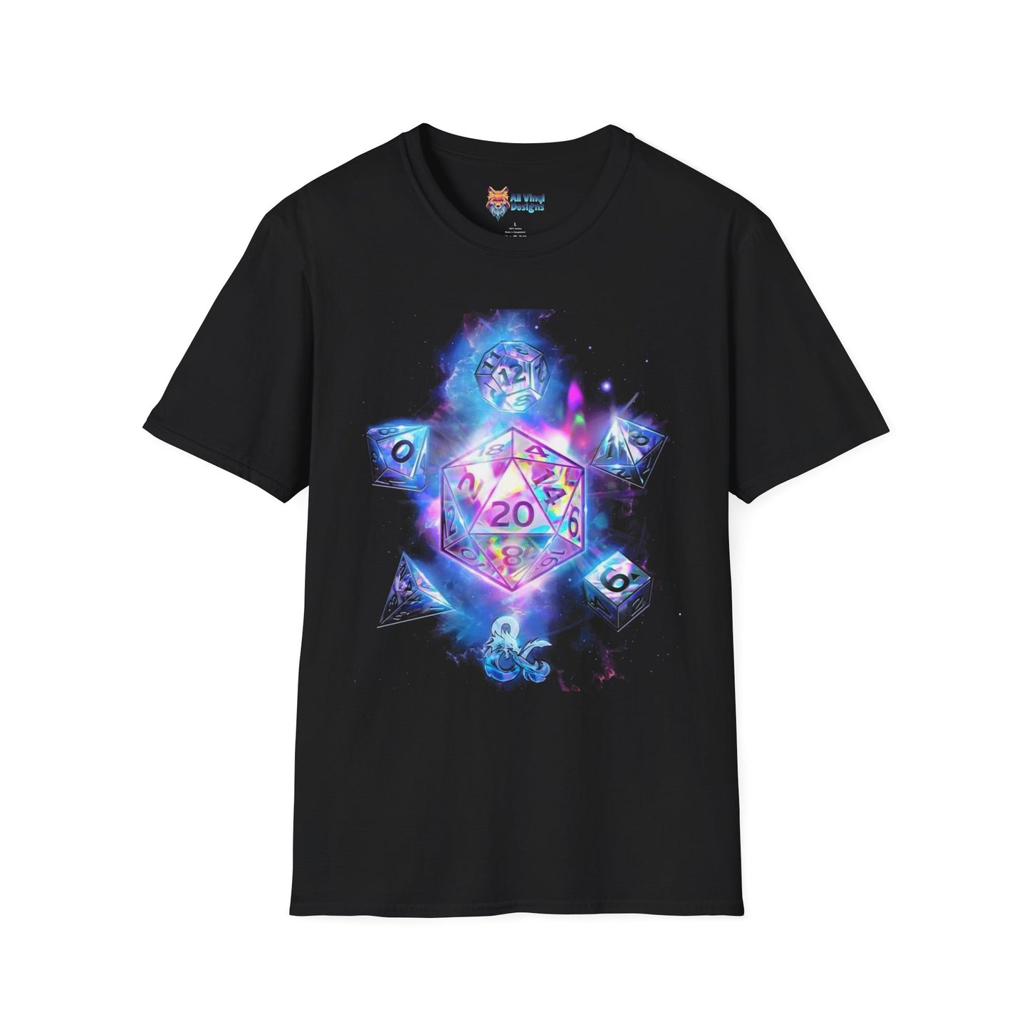 Cosmic Dice T-Shirt, Dungeons and Dragons Tee, Astral Gaming Shirt, Galaxy D20 Top, Unisex Graphic Tee, Geek Gamer Apparel