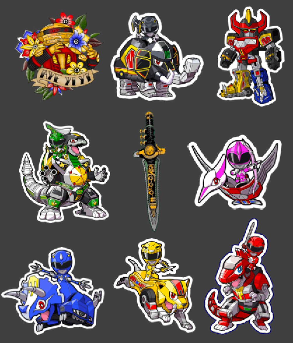 Power Rangers Dinozord Sticker Set β Mighty Morphin Vinyl Decal Pack