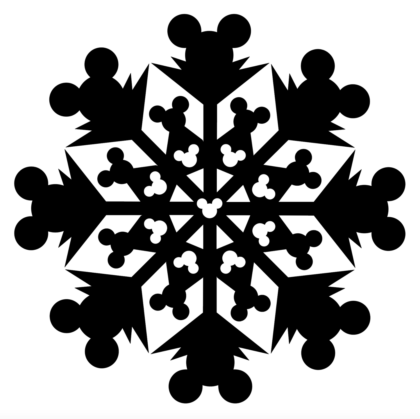 "Mickey Snowflake vinyl decal with hidden Mickey design, 4x4 inches for cars, laptops, and decor"