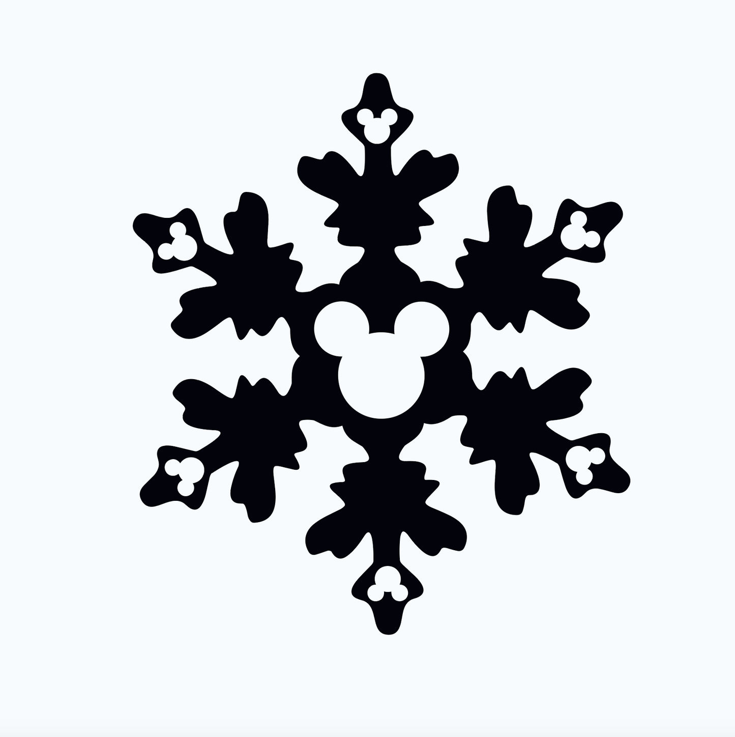 "Mickey Snowflake vinyl decal with hidden Mickey design, 4x4 inches for cars, laptops, and decor"
