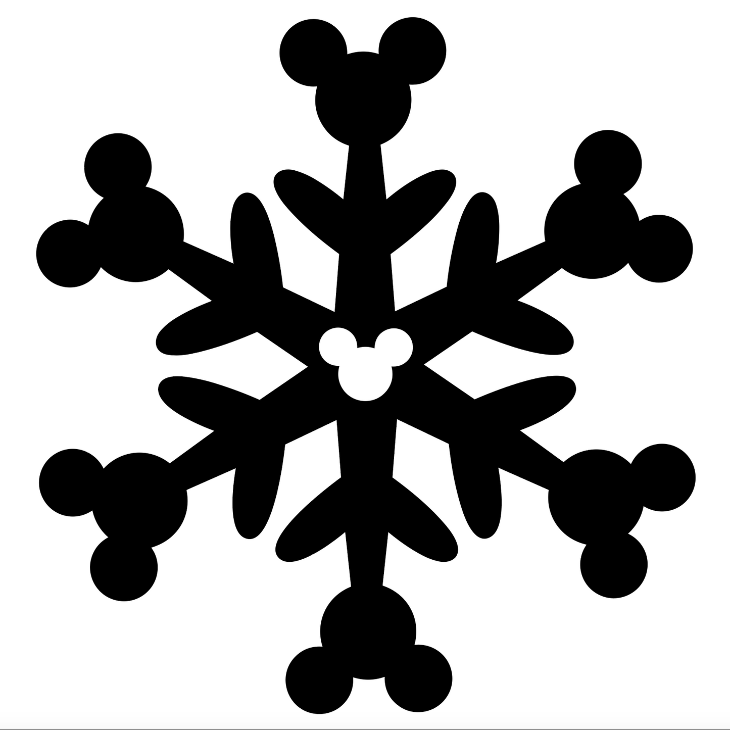 "Mickey Snowflake vinyl decal with hidden Mickey design, 4x4 inches for cars, laptops, and decor"