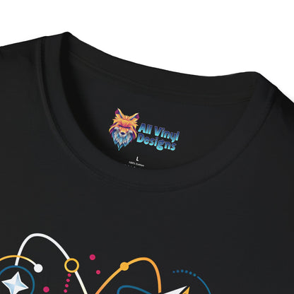Orbital Dice Unisex Softstyle T-Shirt, Dungeon and Dragons Shirt, Dungeon and Dragons Dice Shirt, Unique Graphic T-Shirt Dungeon and Dragons