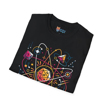 Orbital Dice Unisex Softstyle T-Shirt, Dungeon and Dragons Shirt, Dungeon and Dragons Dice Shirt, Unique Graphic T-Shirt Dungeon and Dragons