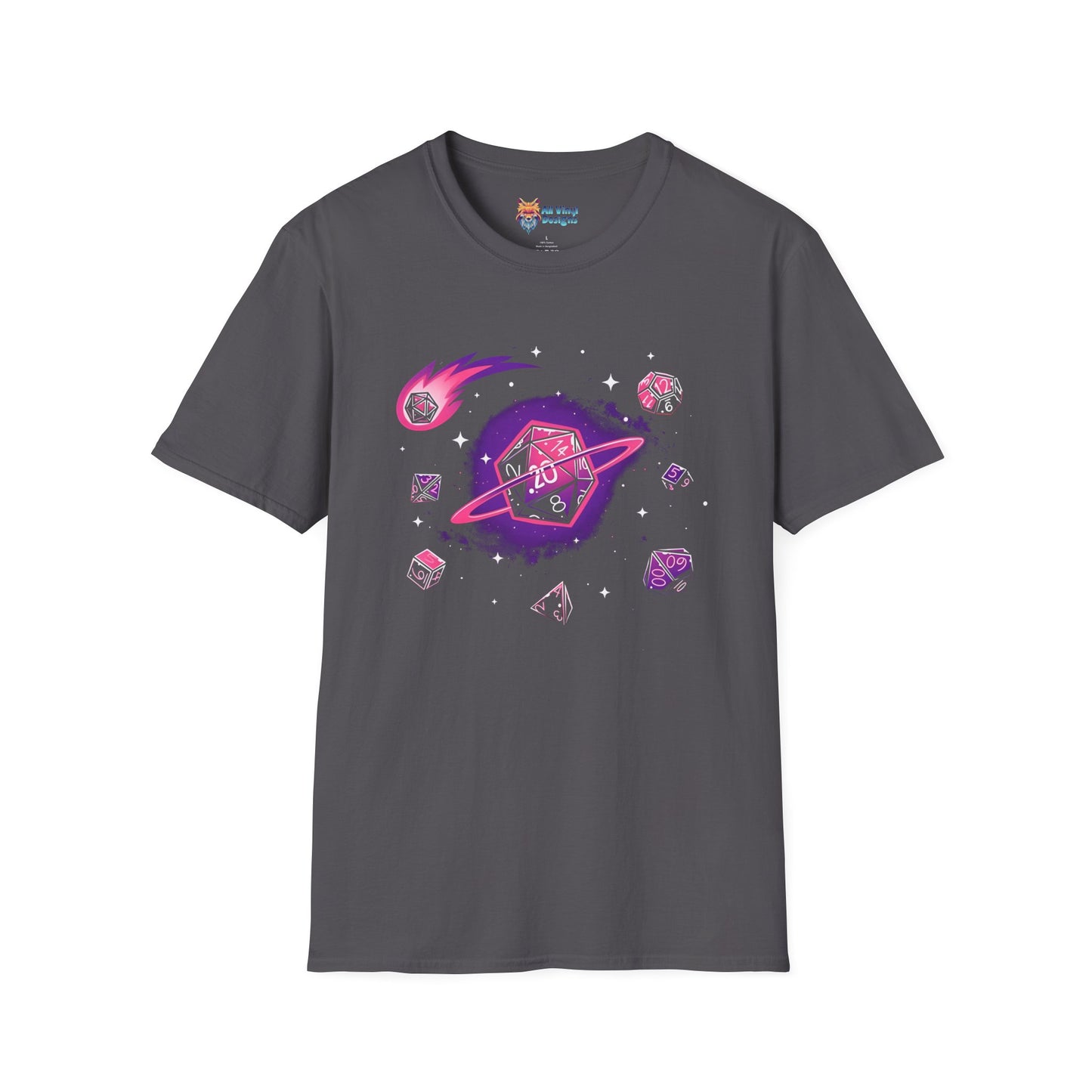 Space Dice Unisex T-Shirt, D&D Dice Shirt, Galaxy Dungeons and Dragons Tee, Astronaut Gaming Top, Geeky Cosmic Shirt