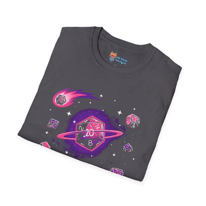Space Dice Unisex T-Shirt, D&D Dice Shirt, Galaxy Dungeons and Dragons Tee, Astronaut Gaming Top, Geeky Cosmic Shirt
