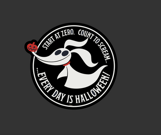 Zero - Start at Zero, Count to scream, Everyday is Halloween Sticker. Nightmare before Christmas Sticker