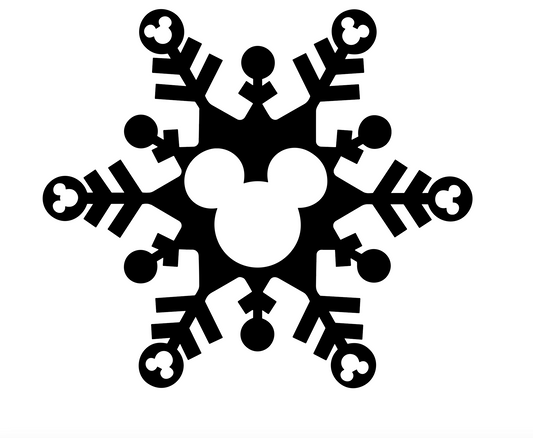 "Mickey Snowflake vinyl decal with hidden Mickey design, 4x4 inches for cars, laptops, and decor"