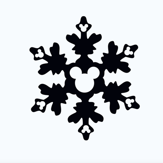 "Mickey Snowflake vinyl decal with hidden Mickey design, 4x4 inches for cars, laptops, and decor"