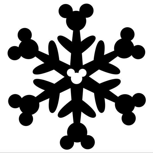 "Mickey Snowflake vinyl decal with hidden Mickey design, 4x4 inches for cars, laptops, and decor"